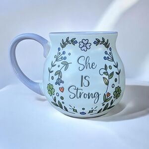 Hobby Lobby Blue and White Floral Mug - She Is Strong
